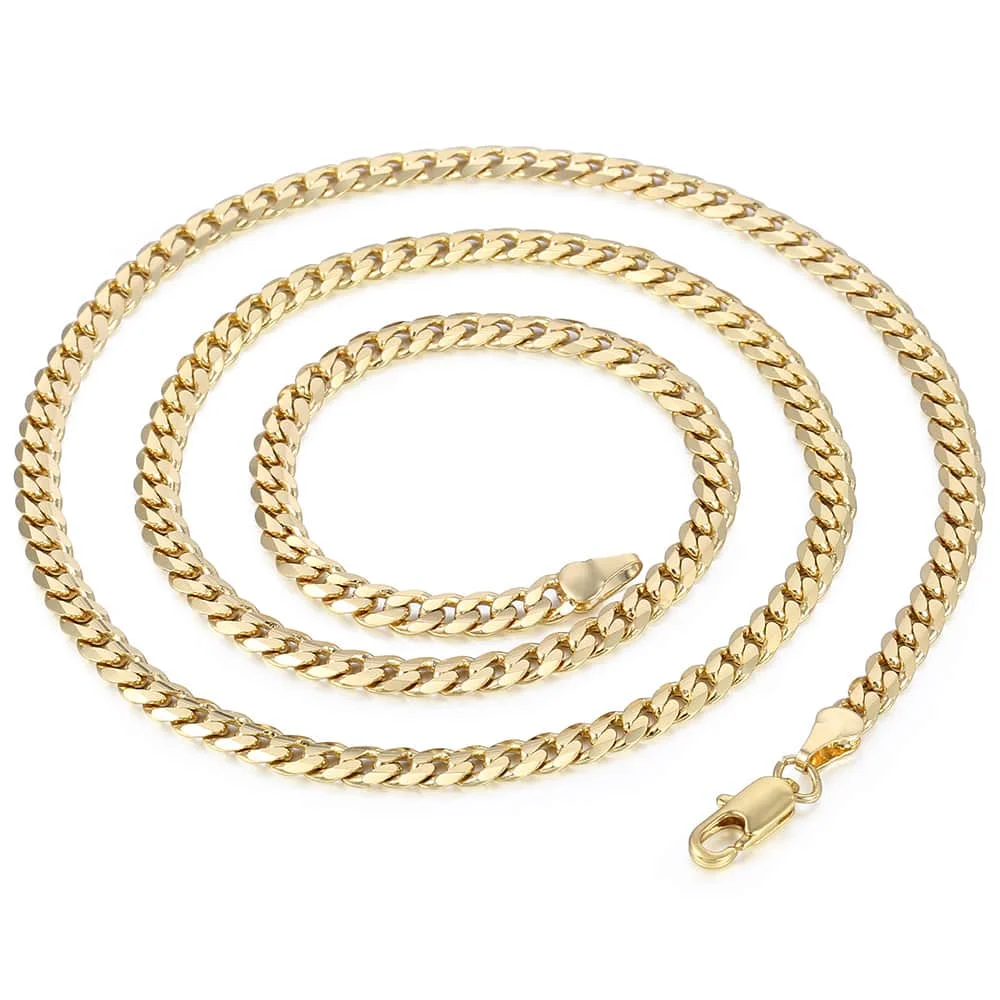 Trendsmax Mannen Cubaanse Ketting Gold Filled Ketting Cadeau Voor Mannen Hiphop Groothandel Sieraden 4.5Mm 50cm 60Cm GN438