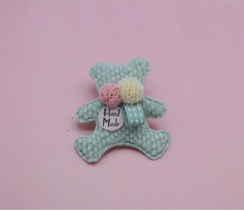 Teddy Padded Kawaii Bear with BallHead, Appliques for Clothes, Sewing Supplies, DIY Hair Clips, 5.5x6.8cm, 10Pcs