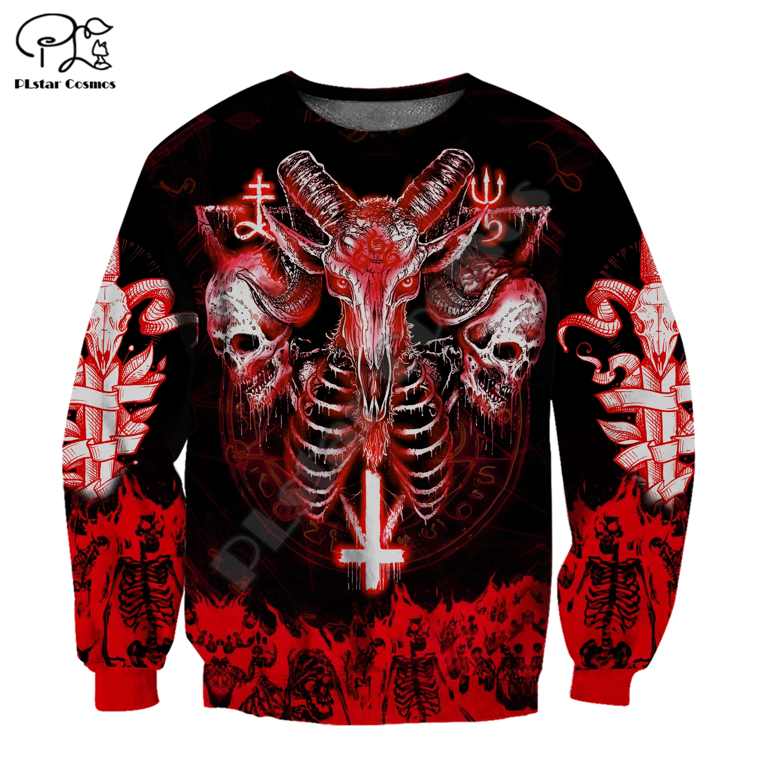 PLstar Cosmos Ghost Gothic Skull Tattoo Retro Vintage Casual Pullover New Fashion Harajuku 3DPrint Men/Women Jacket Hoodies A5