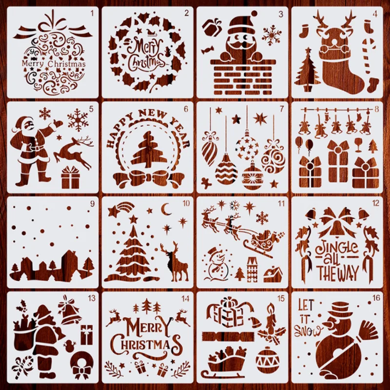 2pc Frohe Weihnachten Schablone DIY Wände Schichtung Malerei Vorlage Dekoration Scrapbooking Präge Album Liefert