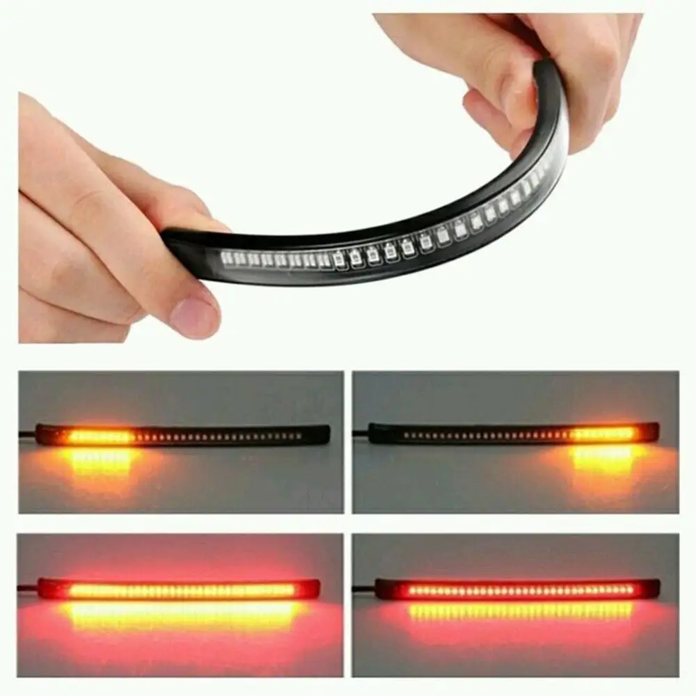 Flexible 48 LED Motorcycle Light Bar Strip Tail Turn Signal Tail Rear Brake Stop Bulb Lamp Brake Light 3528SMD 3014SMD Dual Colo