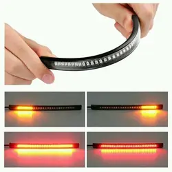 Flexible 48 LED Motorcycle Light Bar Strip Tail Turn Signal Tail Rear Brake Stop Bulb Lamp Brake Light 3528SMD 3014SMD Dual Colo