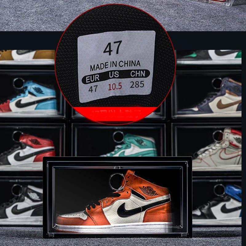 6pcs/set AJ Sneakers Box  plastic shoe box Stackable Cabinet Storage Box high-top Dustproof AJ shoes organizers Shoe Rack