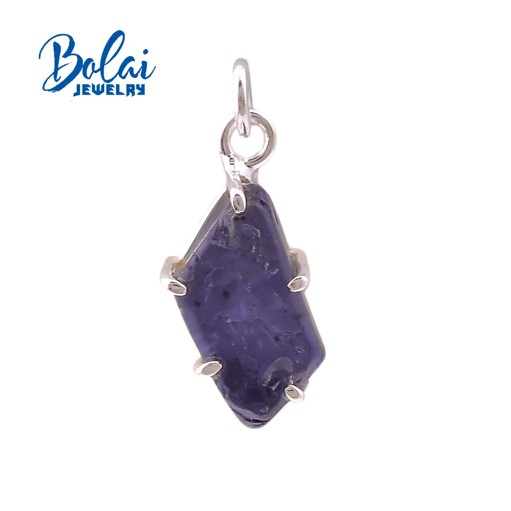 

bolaijewelry,Natural iolite rough pendant, 925 sterling silver, is the best gift for lovers, girlfriends and friends