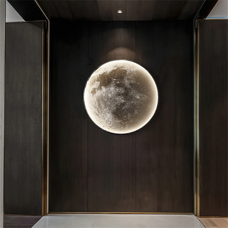 Moon wall lamp bedroom bedside lamp modern minimalist living room background wall light luxury decorative lamp Nordic art mural