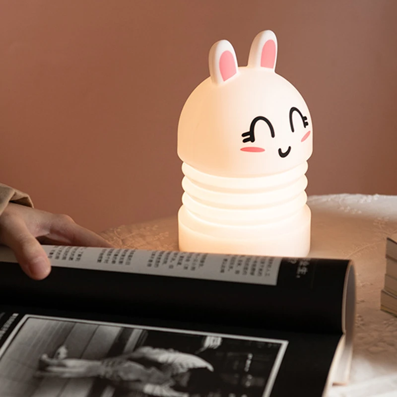 LED Rabbit Silicone Night Lights 7-color Pat Touch Color-changing Eye Protection Bedroom Bedside Lamp Christmas Gift Children