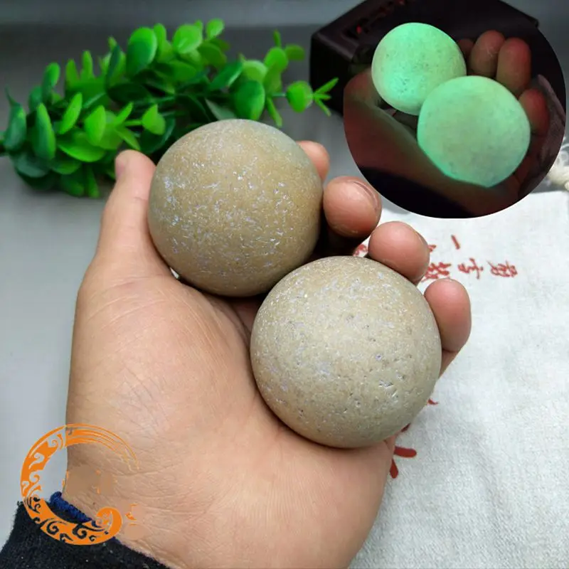 

A Pair Round Tombarthite Fluorite Ore Stone Magicalgym Ball Shine Gemstone Night Glow Specimen