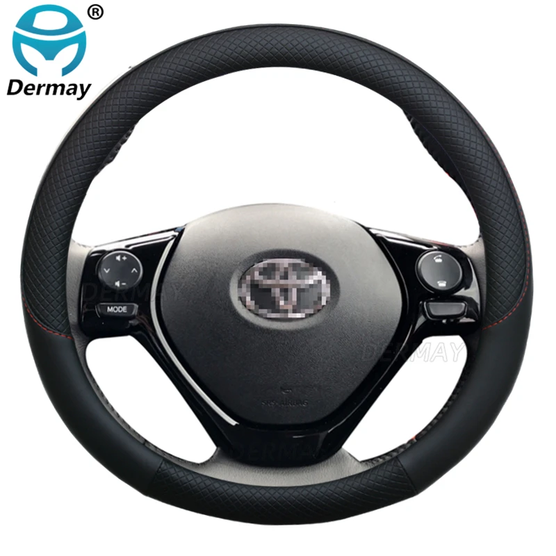 for Toyota Aygo 2005~2014 AB10 AB20 AB30 Car Steering Wheel Cover Leather Anti-slip 100% DERMAY Brand Auto Accessories