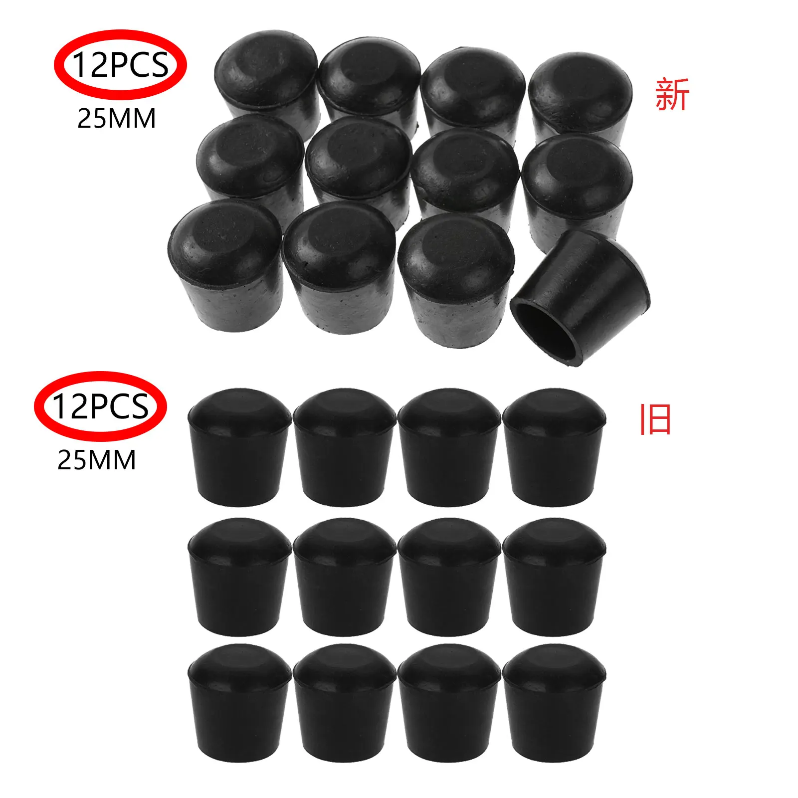 12Pcs Rubber Furniture Foot Table Chair Leg End Caps Covers Tips Floor Protectors for Indoor Home Outdoor Patio Garden Office