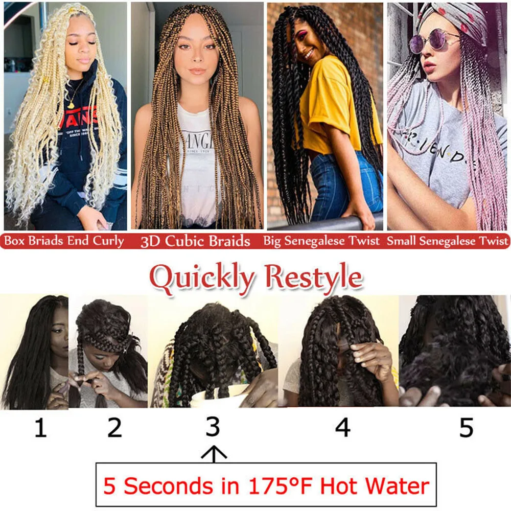 16/20/22/26/30/42 Zoll Flechthaare, vorgedehnt, lange Boho Knotless Braids, synthetische Box Braids, Yaki-Textur – Detail 28