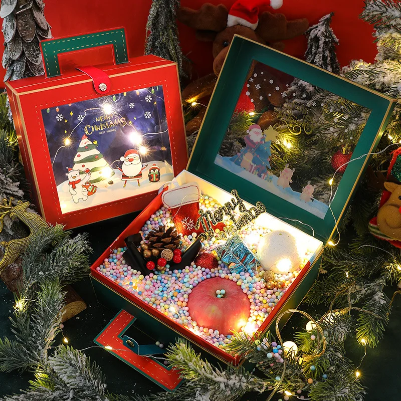 

20x19x9cm Transparent Candy Cookie Chololate Paper Packing Boxes Christmas Birthday Gift Packing Box for Kids