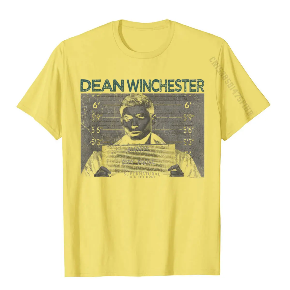 Supernatural Dean Mug Shot T-Shirt Fitted Man Tops & Tees Comics Tshirts Cotton Casual