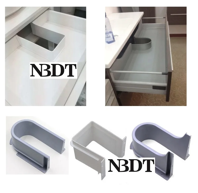 Plastic U Shape Under Sink Basin Drain Pipe Bath Cabinet Drawer Pull Out Bottotm Cutout Cover Recessed Drainage Grommet