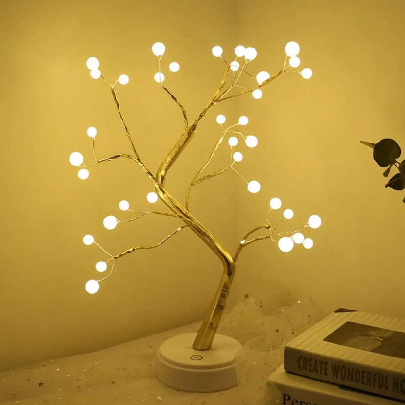 

Night Lights 108 LED USB Battery Operated Tree Branch Warm White Colorful Table Lamp for Kids' Bedroom Festival Indoor Decor DIY