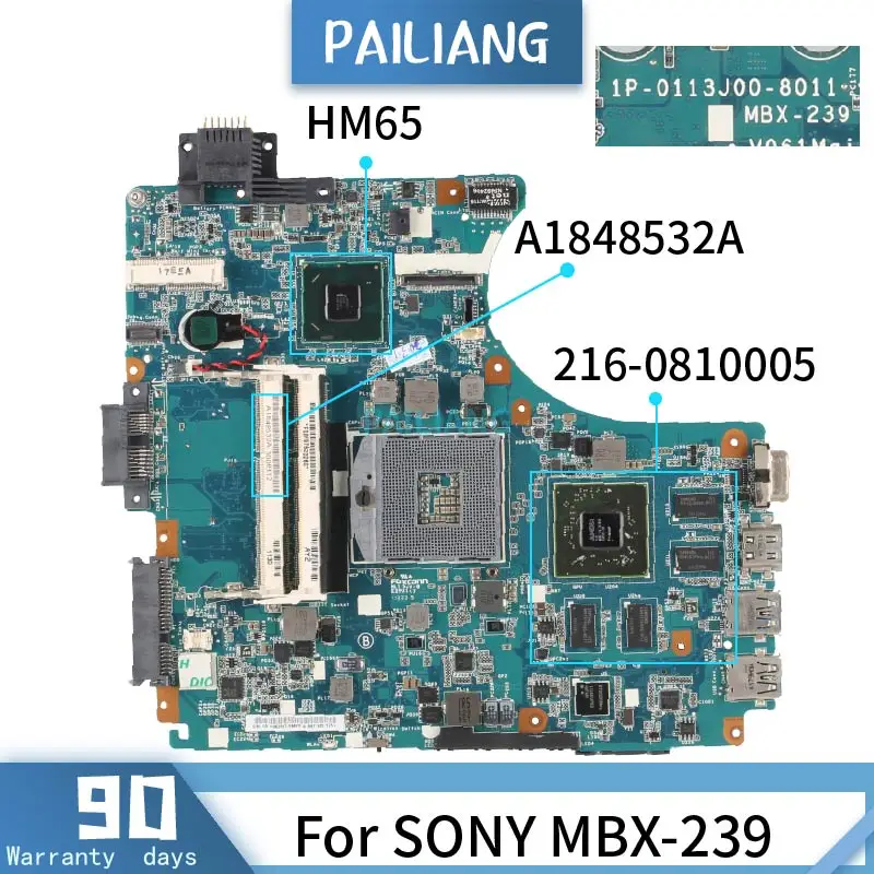 

A1848532A For SONY MBX-239 1P-0113J00-8011 HM65 216-0810005 Mainboard Laptop motherboard DDR3 tested OK