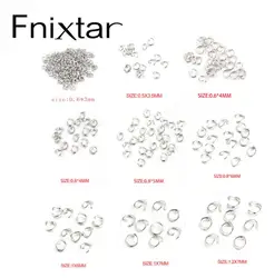 Fnixtar 100Pcs/Lot 0.6*3mm 0.5*3.5mm 0.6*4mm 0.8*4/5/6mm 1*/6/7mm 1.2*7mm Steel Color Stainless Steel Open Jump Ring DIY Finding