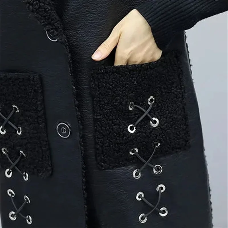 Fashion 2022 Female Clothing Thick Velvet Thick Warm Mid-length Waistcoat Fat Sister Loose Winter New Women Fur Vest Coat A856