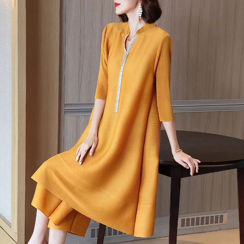 

Fold Early Autumn Fashion Suit 2021 New Women's Fashion Temperament Aging Large Women's Wear Two-piece Set