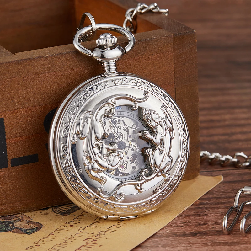 Steampunk Skeleton Mechanical Pocket Watch Men Women Antique Luxury Brand Necklace Pocket & Fob Watches Chain Male Female Clock