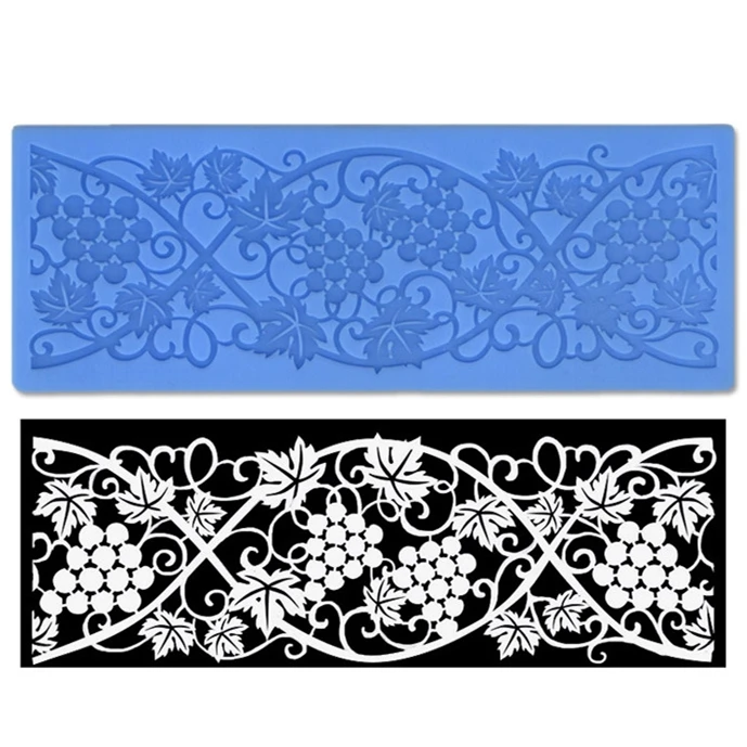 1Pcs Flower Grape Vine Lace Mat Mold Cake Decoration Tools Fondant Cake 3D Mold Food Grade Silicone Mould K547