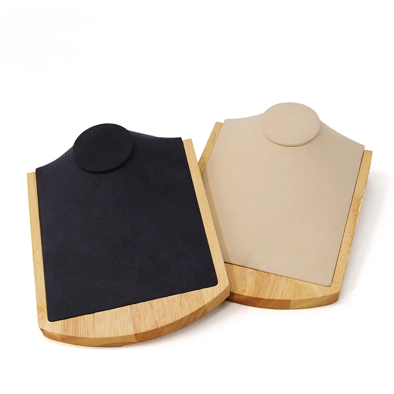 New Picture of Solid Wood Microfiber Neck Model Necklace Necklace Pendant Display Support Jewelry Props