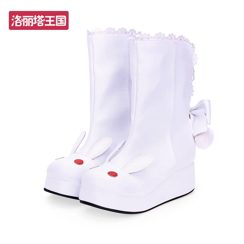 

New Snow Boot Sweet Rabbit Bow Toe Lolita Shoes For Kid Girl Women Work Gift Thicken Warm Boots Cute Hige Quality