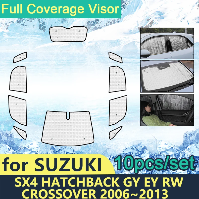

Полное покрытие, защита от солнца для Suzuki SX4 хэтчбек GY еу RW 2006 ~ 2013 автомобиля, защита от солнца, лобовые стекла боковое окно аксессуары с козырьком