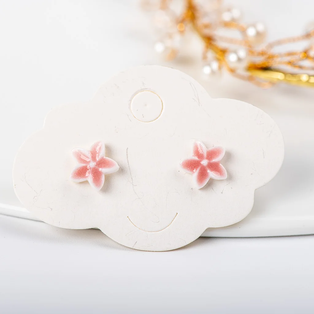 Small Cute Colorful Summer Ceramic Earrings Korean style Flower Bear Geometric Food Stud Earrings Set For Women #LY303