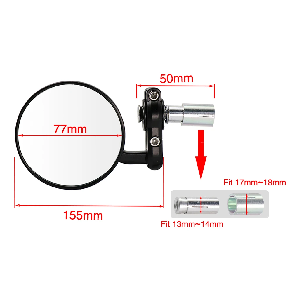 Zsdtrp 18Mm Universal Motorcycle Spiegel Aluminium Zwart Handvat Bar End Achteruitkijkspiegel Zij Spiegels Motor Accessoires