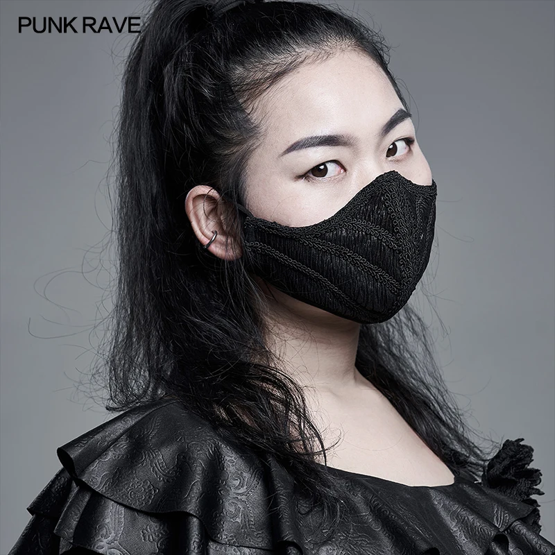 PUNK RAVE Mannen Vrouwen Prachtige gotische stijl masker Binnenkant is zacht gaas Gebreide mondbedekking Party Club Accessoires