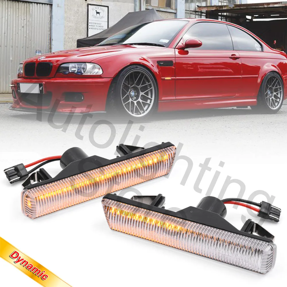 

2pc LED Side Markers Lamps Turn Signal Squential Indicator Blinkers Light For 01-06 BMW E46 M3 Coupe/Convertible 95-01 E38