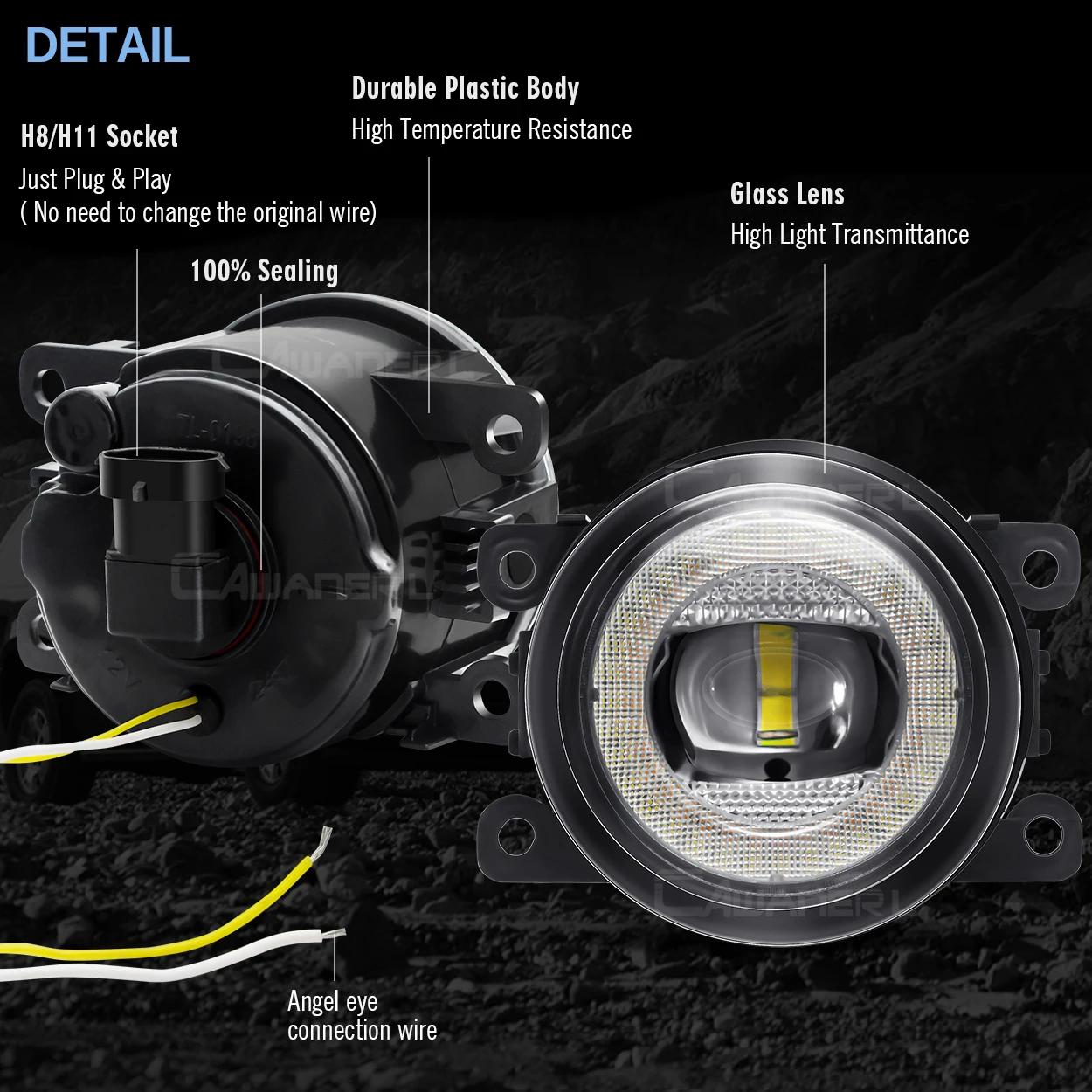 2 X Car Angel Eye Fog Light with DRL Turn Signal Lamp Function 12V For Mitsubishi Pajero L200 Outlander Endeavor RVR Galant Colt