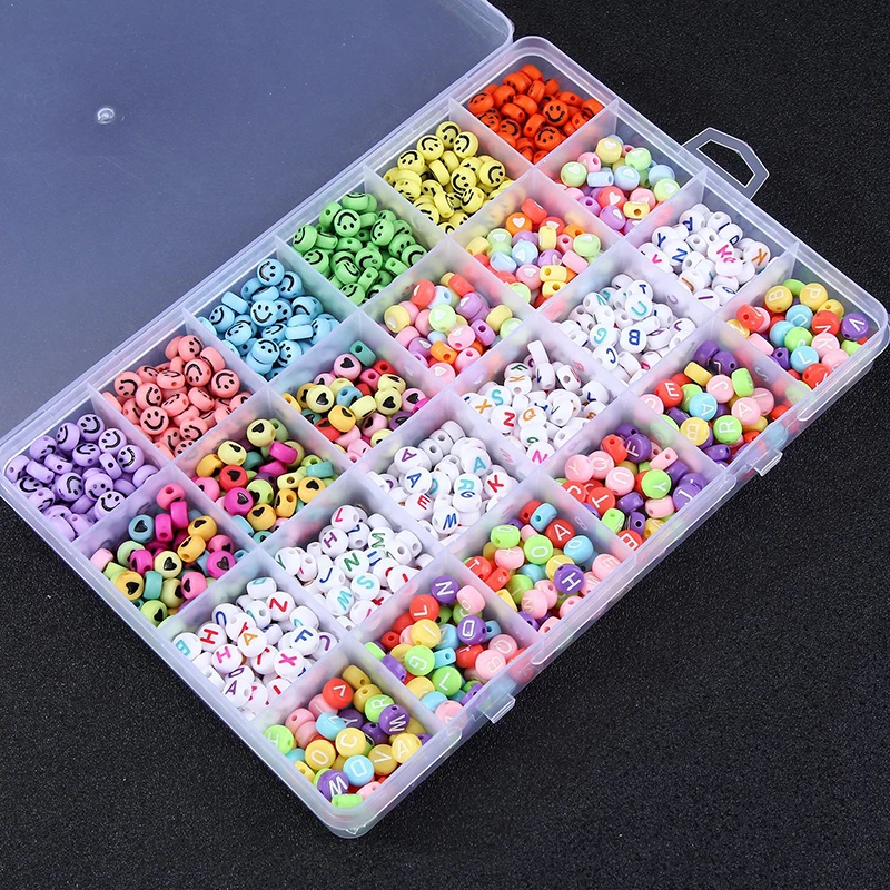 DIY Letters Beads Set Handmade Colorful Smile Beaded Girl Toys Puzzle Crafts Bracelet Jewelry Making Set Creative Children Gift