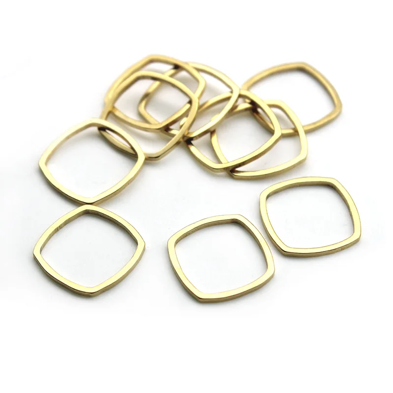 12 16 20 mm Quadrangle Charms Stainless Steel Gold Plated Earrings Findings DIY Jewelry Making Bracelet Connectors Accessories