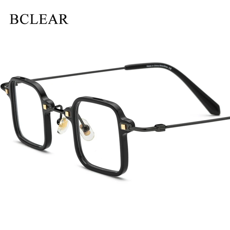 BCLEAR Acetate Titanium Glasses Frame Men Women 2021 New Vintage Square Prescription Eyeglasses Optical Spectacles Eyewear