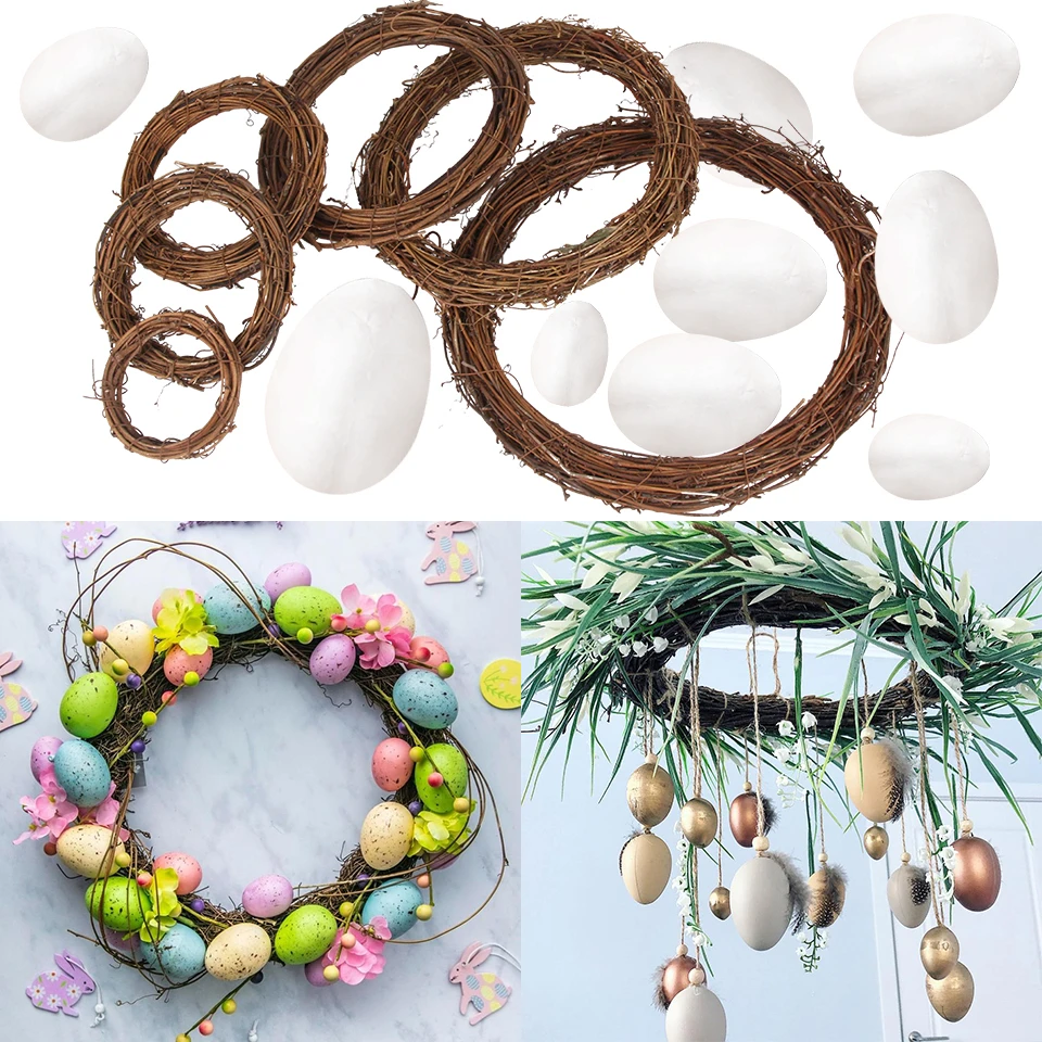 10/30CM Ornament Easter Decor Rattan Wreath Garland Door Hanging Decor Easter Eggs Happy Easter Decorations For Home