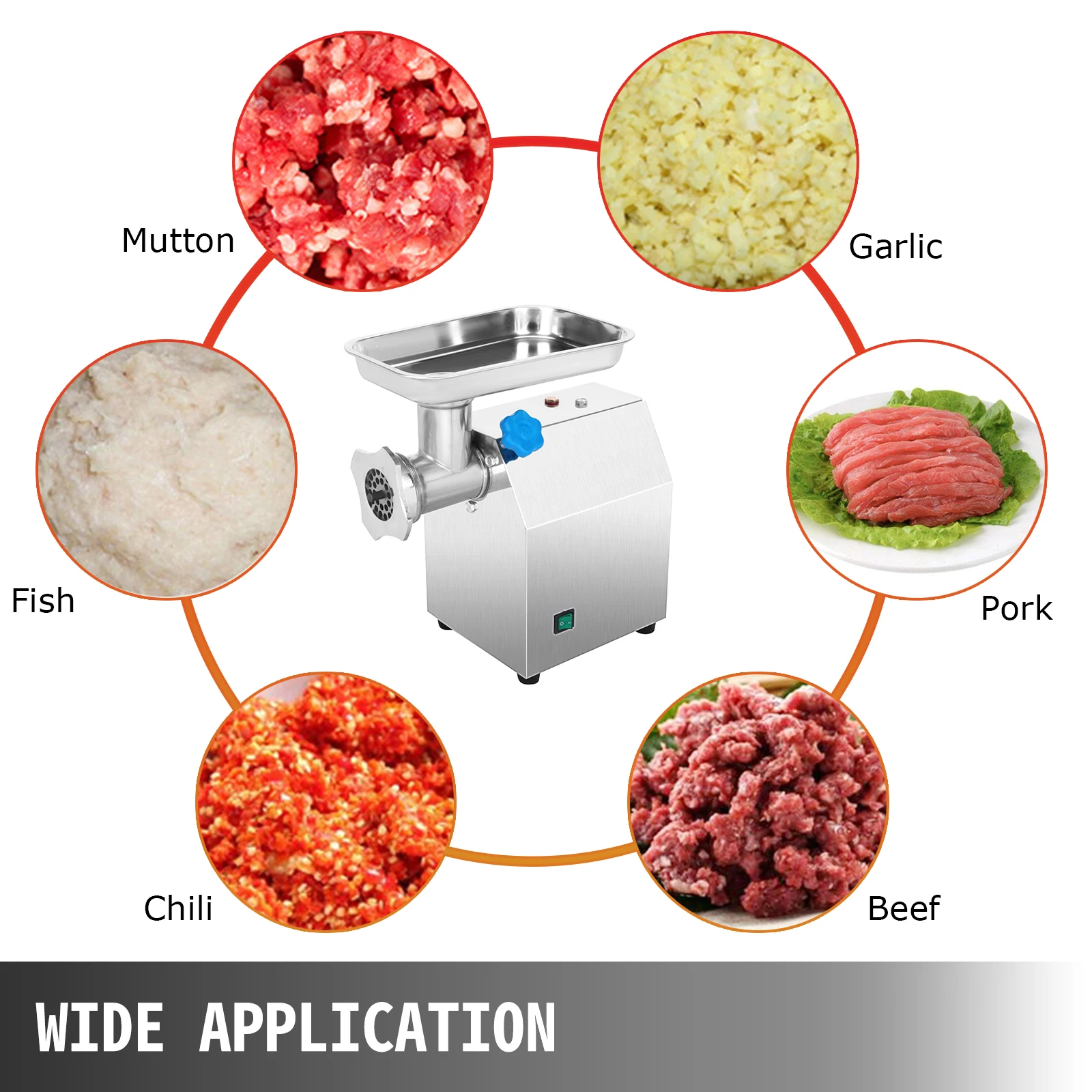 VEVOR 250Kg/H Electric Meat Mincer Grinder 1100W Commercial Kitchen Chopper Food Processor Sausage Maker Machine Home Appliance