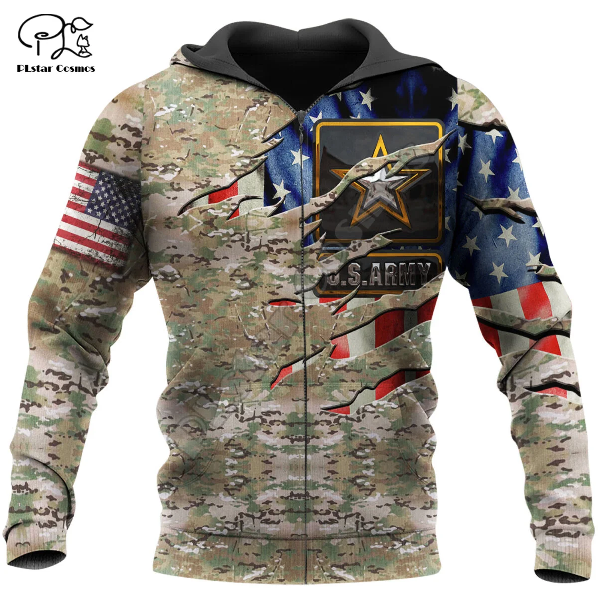 PLstar Cosmos-Costumes de l'armée américaine pour hommes et femmes, pulls à capuche Eagle Camo, sweats à capuche de soldat vétéran, impression 3D, streetwear décontracté, nouvelle mode, 15