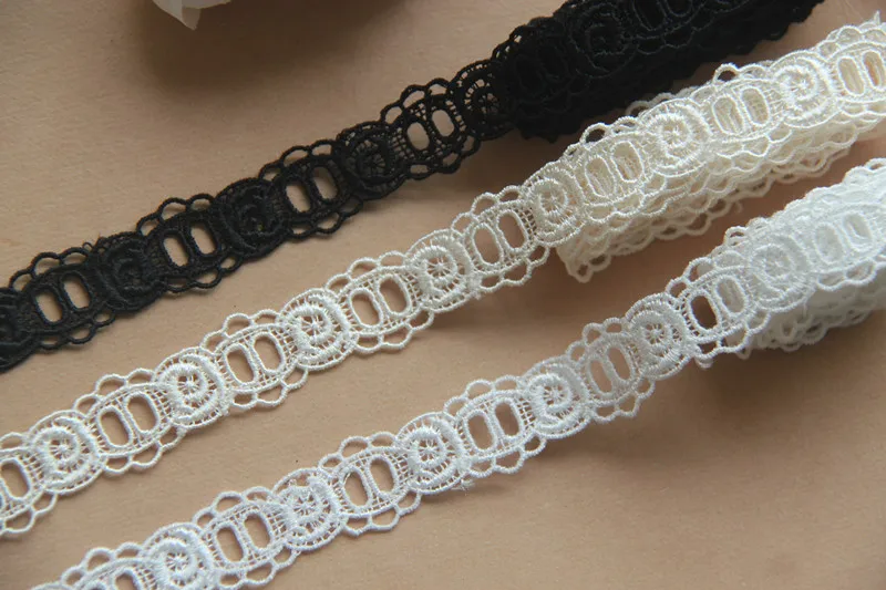 10Yds Flowers Embroidered Fabric Water Soluble Lace Trim Ribbon Handmade DIY Sewing Craft For Costume Decoration 17mm Width