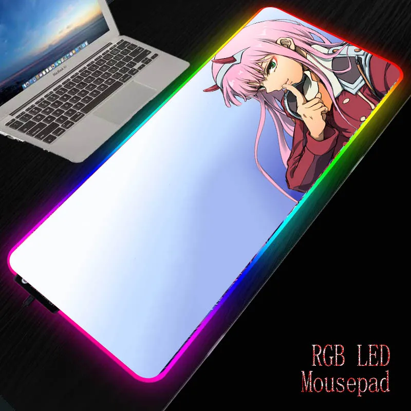 Darling In The Franxx Anime Large RGB Mouse Pad Xxl Gaming Mousepad LED Mause Pad Big Mause Pad PC Desk Pad Mat with Backlit