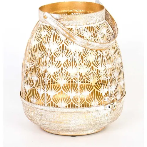 Euro Flora Ivory Color Candle Holder Lantern Metal 19x22 cm