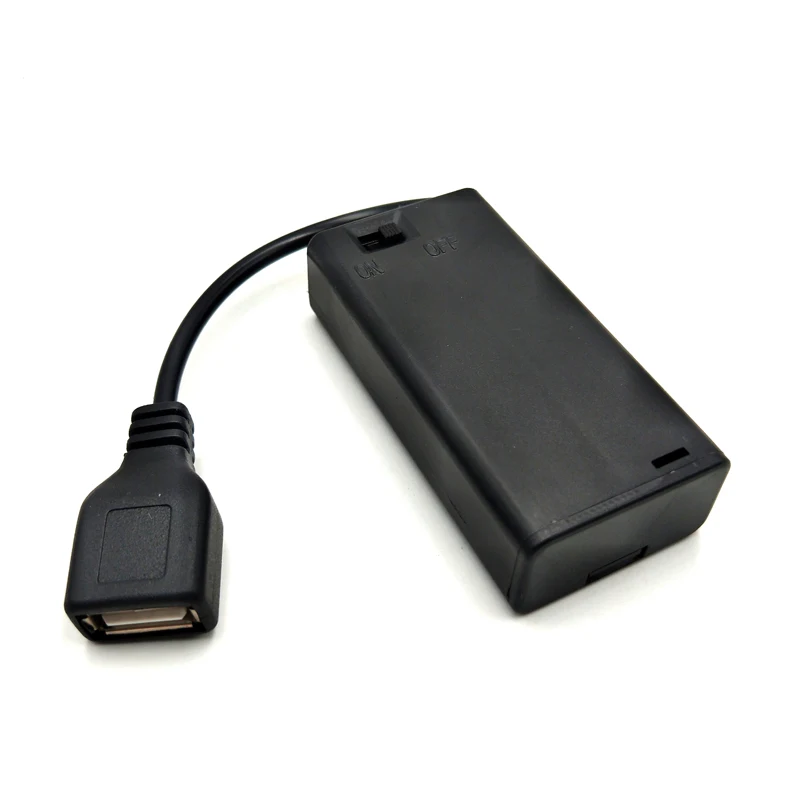 500pcs/lot Portable 2 x AA Batteries Holder Case USB Power Supply 3V Battery Storage Box Cover For Christmas LED Strip Lights