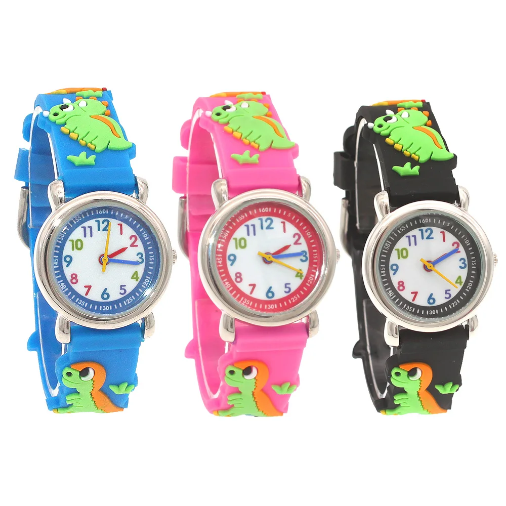 New Arrival High Quality 3D Silicone Strap Dinosaur Design Children Quartz Watch Kids Girl Boys Students Relogio Kol Saati Gifts