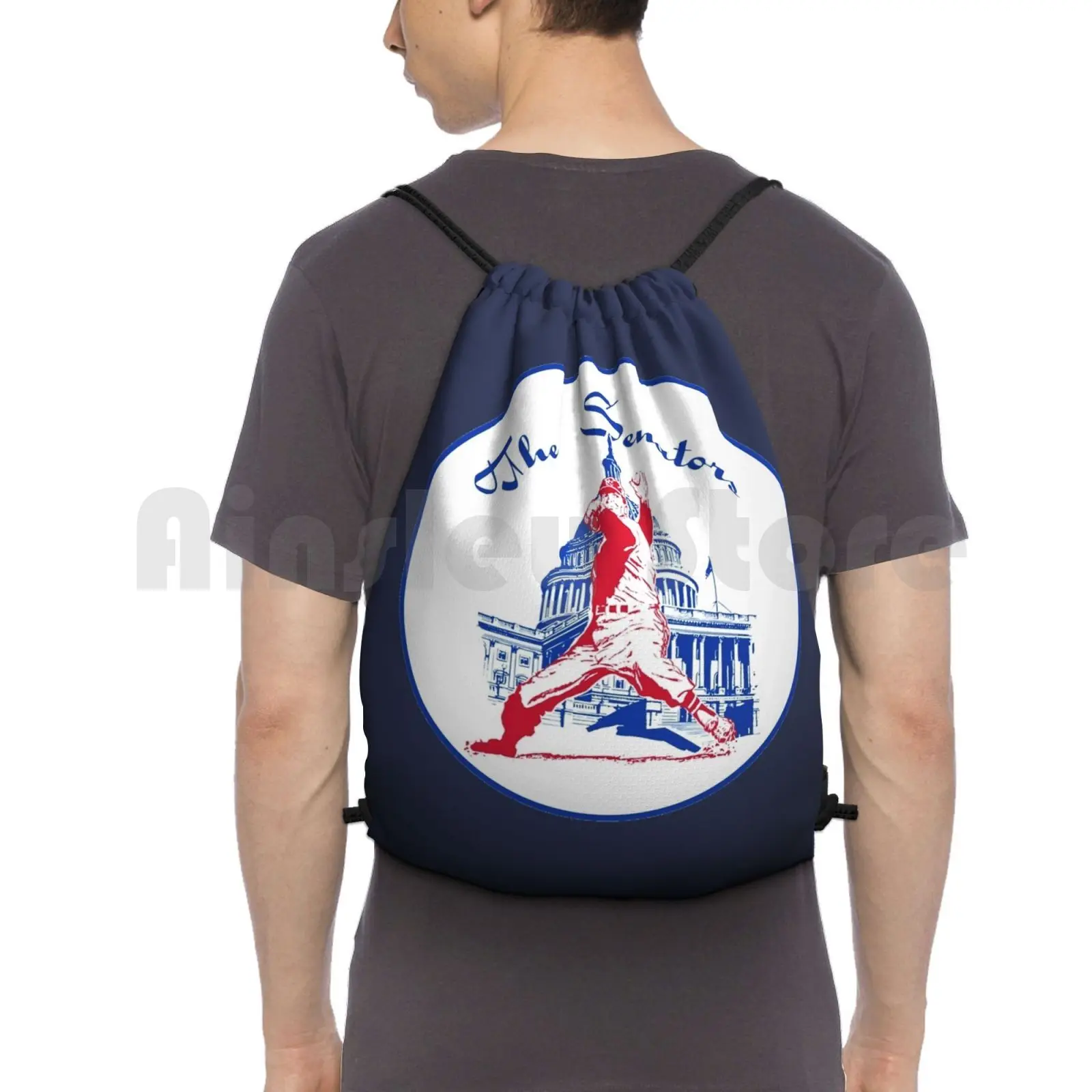 

Hot Item-Defunct Washington Senators Backpack Drawstring Bag Riding Climbing Gym Bag Defunct Defunct Tea Washington