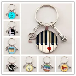 2020 new heart-shaped piano love round key ring love music piano keyboard key ring music lover jewelry gift