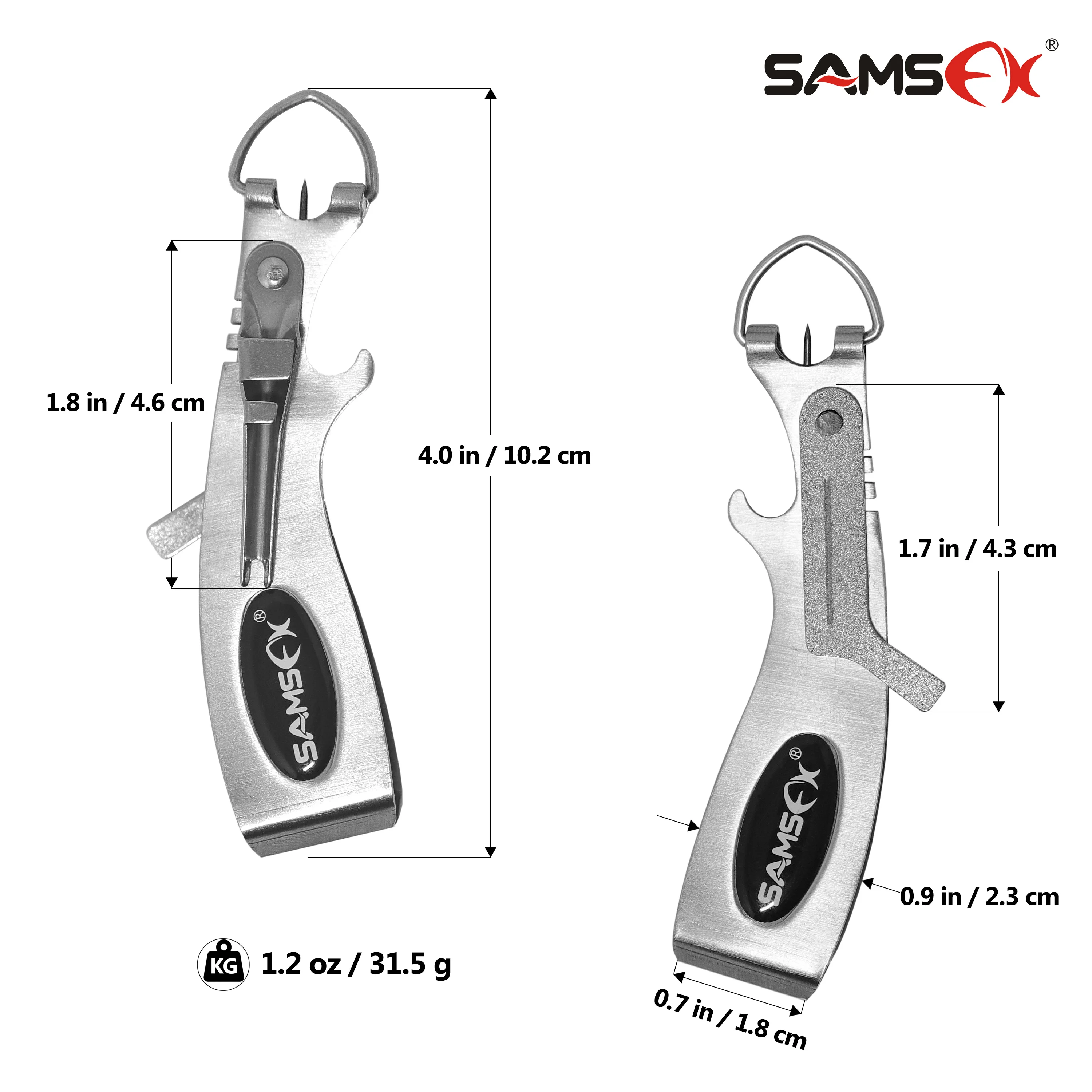 SAMSFX Fishing Quick Knot Tying Tool 6 in 1 Fly Line Clippers with Zinger Retractor