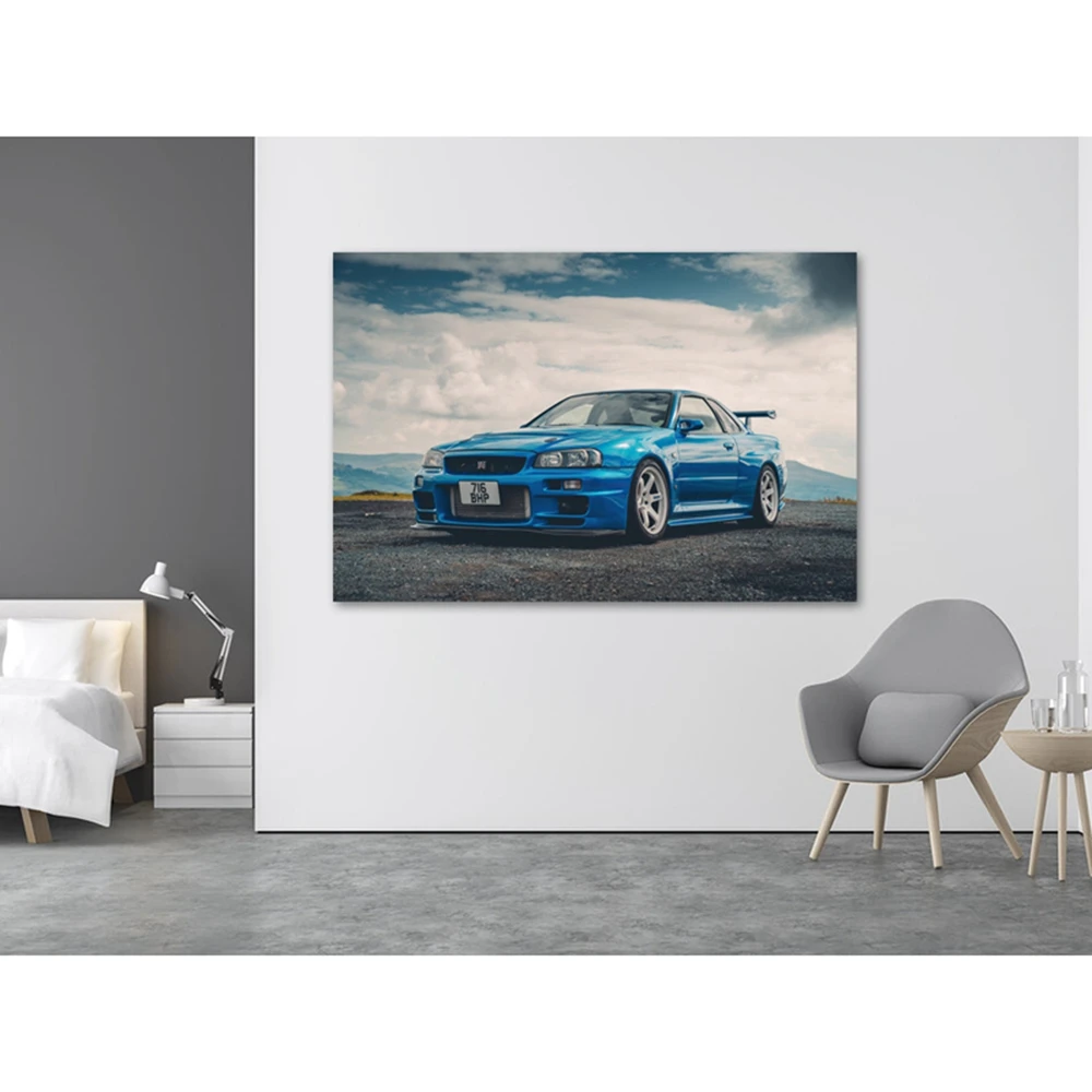 Supercar Posters Nissans Skyline GTR R34 Classic Wall Art Picture Prints Modern Canvas Paintings for Living Room Decor