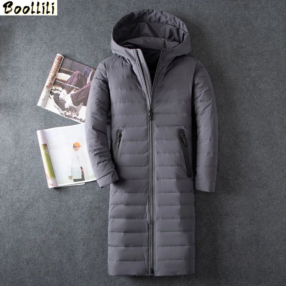 

casual Boolili Business Men men's down jacket solid color thick white duck down Coat filled large size men's winter clothing