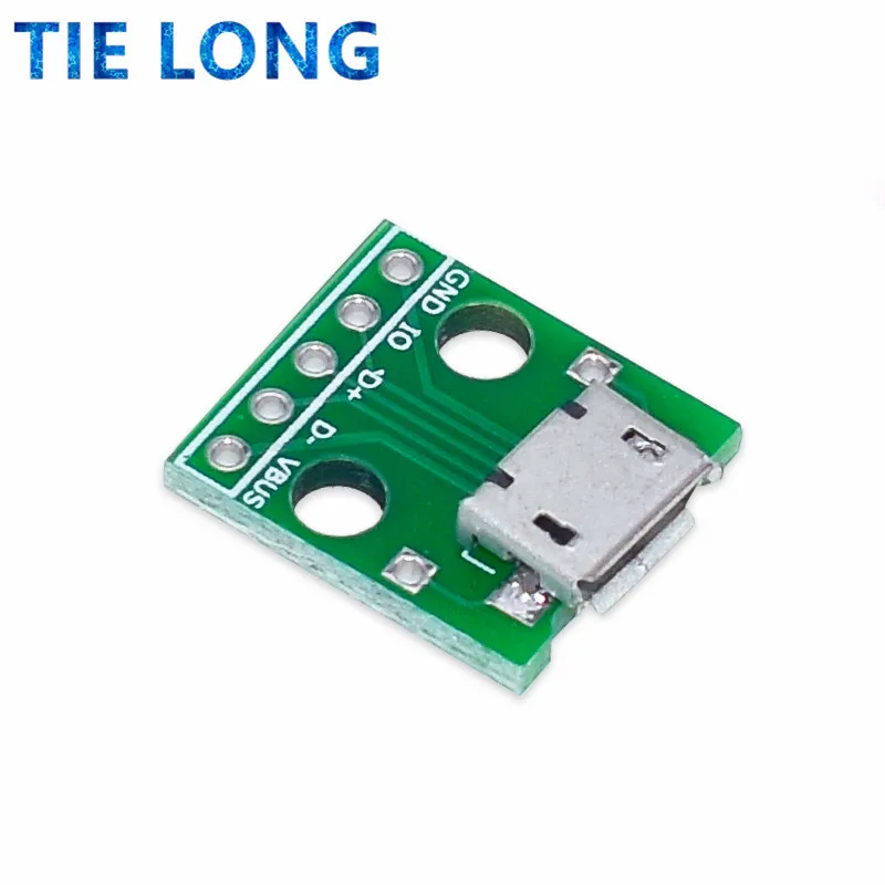 10pcs MICRO USB To DIP Adapter 5pin Female Connector B Type PCB Converter Breadboard USB-01 Switch Board SMT Mother Seat 4.9