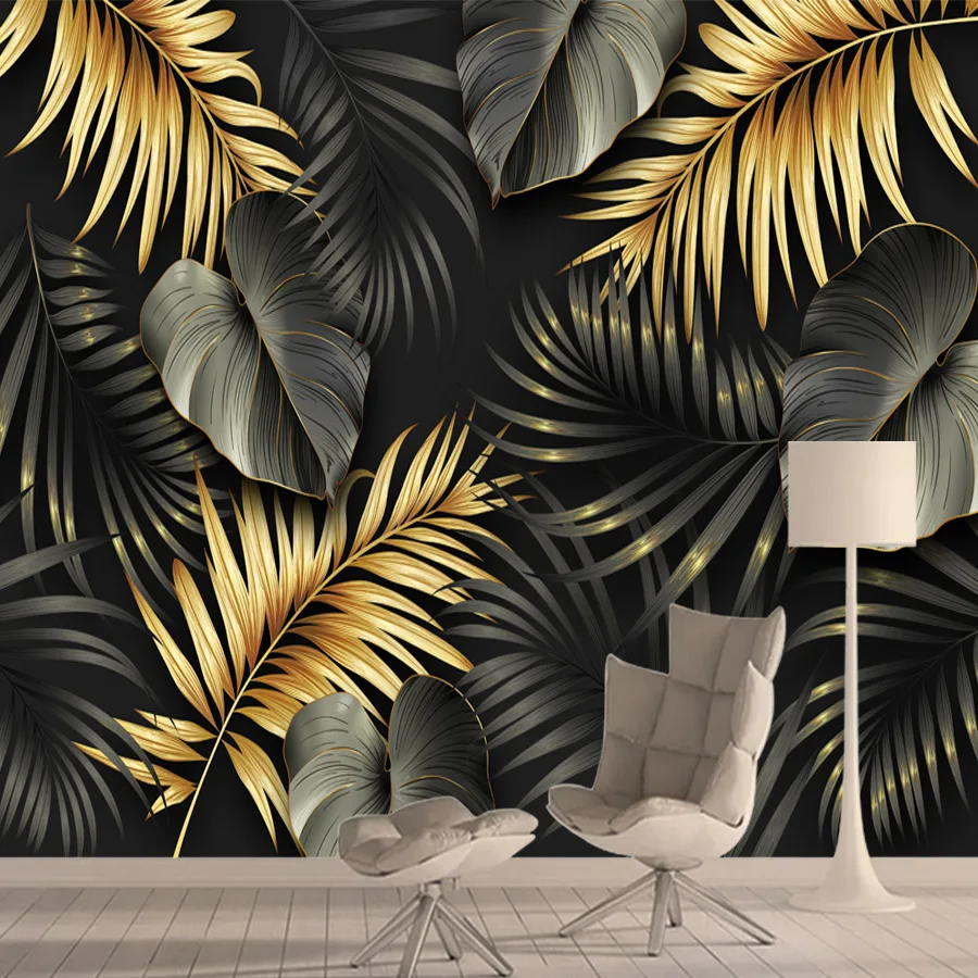 

Custom Self Adhesive Accept TV Nordic Jungle Banana Leaf Wall Papers Home Decor Wallpapers for Living Room Bath Cafe Murals Roll